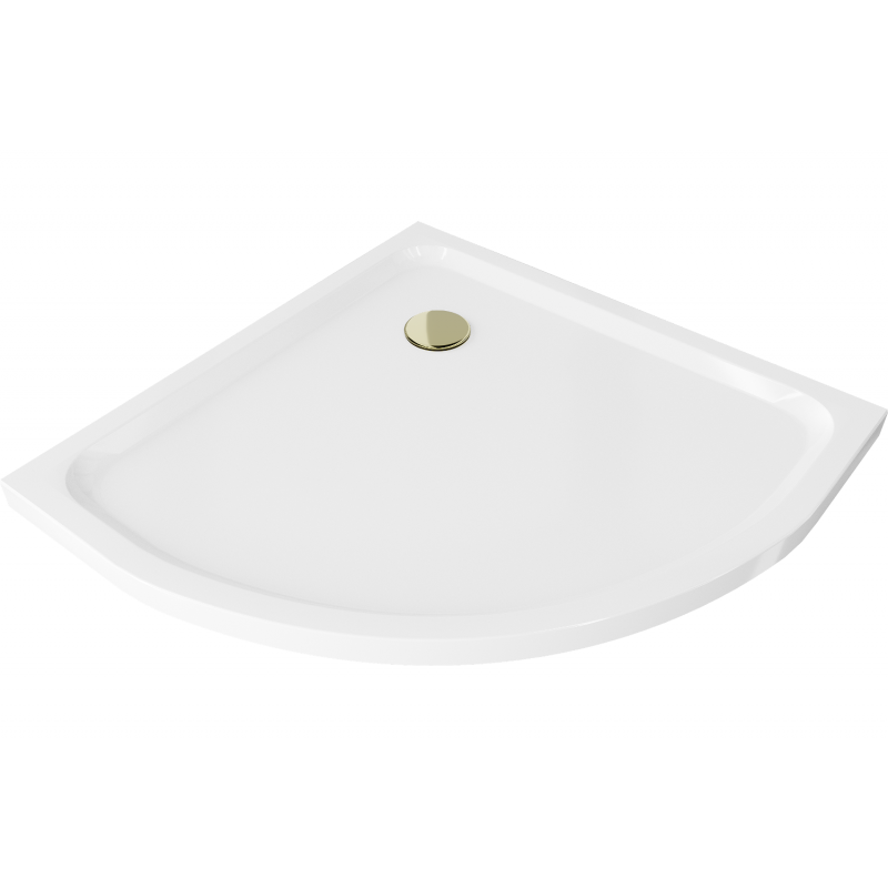 Mexen Flat Halbrunder Duschwanne Slim 70 x 70 cm, weiß, goldener Siphon - 41107070G