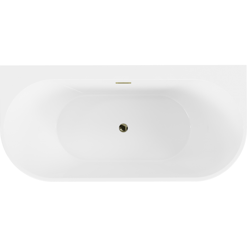 Mexen Oval+ freistehende, wandmontierte Badewanne 170 x 80 cm, weiß, Überlauf gold - 52681708000-50
