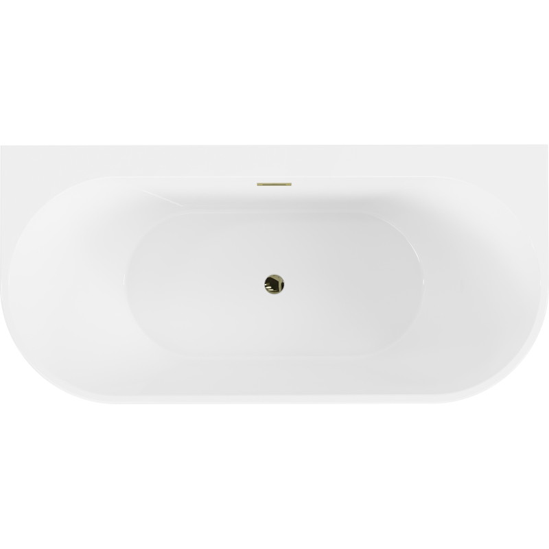 Mexen Oval+ Freistehende, wandnahe Badewanne 170 x 80 cm, weiß, Überlauf gold - 52681708000-50