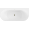 Mexen Oval+ freistehende, wandmontierte Badewanne 170 x 80 cm, weiß, Überlauf gold - 52681708000-50