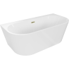 Mexen Oval+ freistehende, wandmontierte Badewanne 170 x 80 cm, weiß, Überlauf gold - 52681708000-50