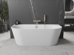 Mexen Oval+ Freistehende, wandnahe Badewanne 170 x 80 cm, weiß, Überlauf gold - 52681708000-50
