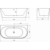 Mexen Oval+ freistehende, wandmontierte Badewanne 170 x 80 cm, weiß, Überlauf gold - 52681708000-50