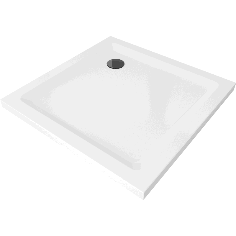 Mexen Flat Quadratische Duschwanne slim 100 x 100 cm, Weiß, Siphon Schwarz - 40101010B