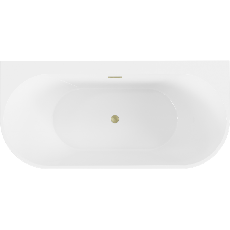 Mexen Oval+ freistehende wandnahe Badewanne 170 x 80 cm, weiß, Überlauf gebürstetes Gold - 52681708000-55