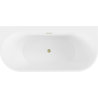 Mexen Oval+ freistehende wandnahe Badewanne 170 x 80 cm, weiß, Überlauf gebürstetes Gold - 52681708000-55