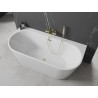 Mexen Oval+ freistehende wandnahe Badewanne 170 x 80 cm, weiß, Überlauf gebürstetes Gold - 52681708000-55