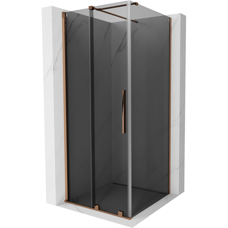 Mexen Velar Duschkabine zum Schieben 90 x 90 cm, Grafit, Roségold - 871-090-090-41-60