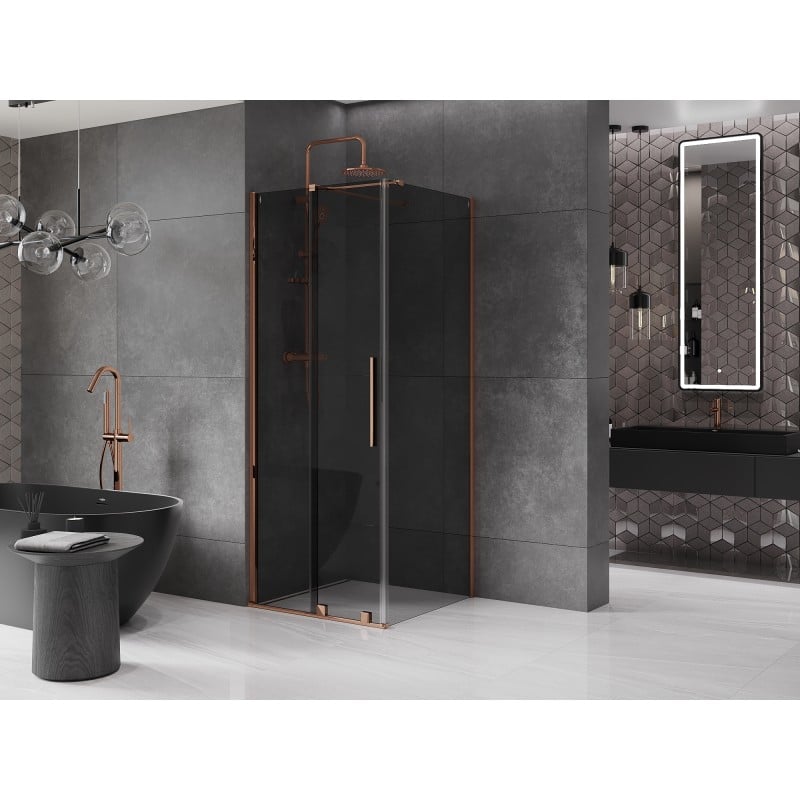 Mexen Velar Duschkabine zum Schieben 90 x 90 cm, Grafit, Roségold - 871-090-090-41-60