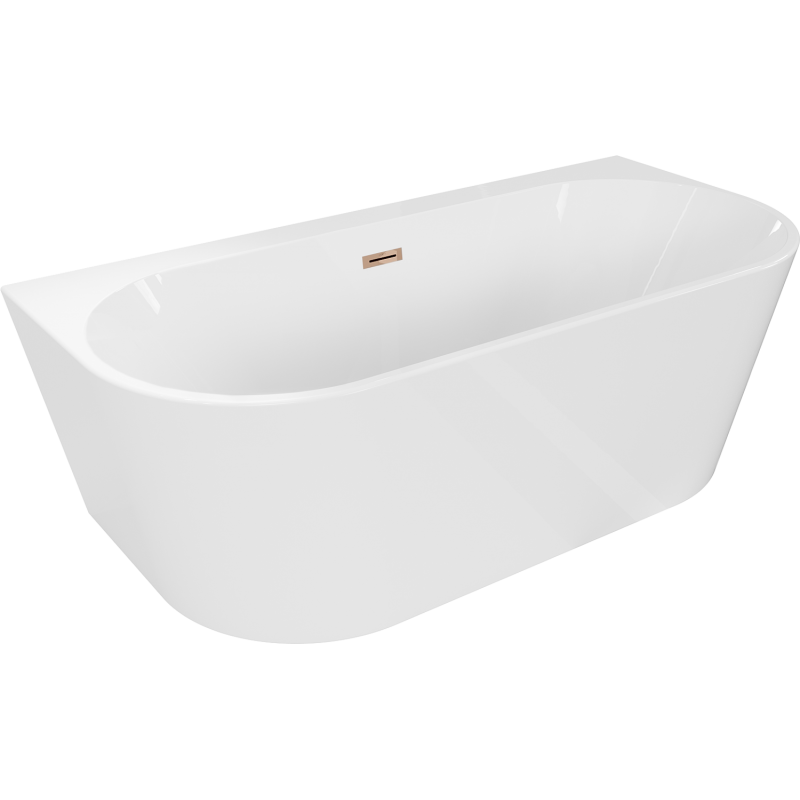 Mexen Oval+ freistehende Wandwanne 170 x 80 cm, weiß, Überlauf Roségold - 52681708000-60
