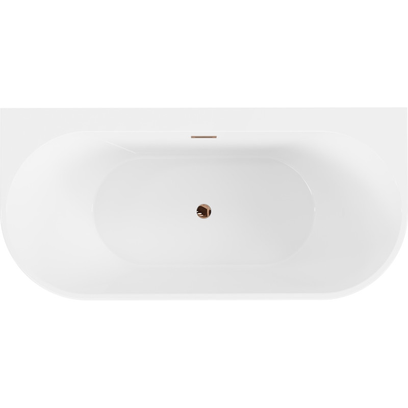 Mexen Oval+ freistehende Rückwand-Badewanne 170 x 80 cm, weiß, Überlauf Roségold - 52681708000-60