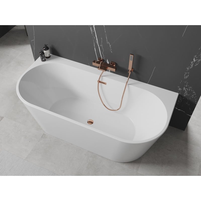 Mexen Oval+ freistehende Wandwanne 170 x 80 cm, weiß, Überlauf Roségold - 52681708000-60