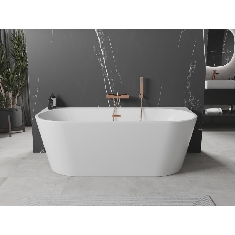 Mexen Oval+ freistehende Wandwanne 170 x 80 cm, weiß, Überlauf Roségold - 52681708000-60