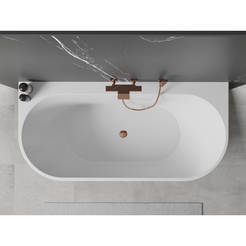 Mexen Oval+ freistehende Wandwanne 170 x 80 cm, weiß, Überlauf Roségold - 52681708000-60