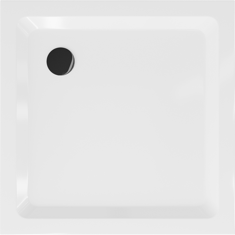 Mexen Flat Quadratische Duschwanne Slim 80 x 80 cm, weiß, schwarzer Siphon - 40108080B