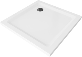 Mexen Flat Quadratische Duschwanne Slim 70 x 70 cm, weiß, schwarzer Siphon - 40107070B