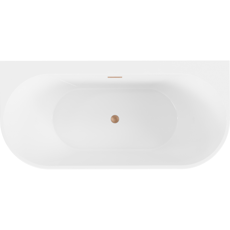 Mexen Oval+ freistehende wandmontierte Badewanne 170 x 80 cm, weiß, Überlauf aus gebürstetem Kupfer - 52681708000-65