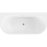 Mexen Oval+ freistehende, wandnahe Badewanne 170 x 80 cm, weiß, Überlauf aus gebürstetem Kupfer - 52681708000-65