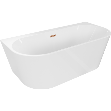 Mexen Oval+ freistehende wandmontierte Badewanne 170 x 80 cm, weiß, Überlauf aus gebürstetem Kupfer - 52681708000-65