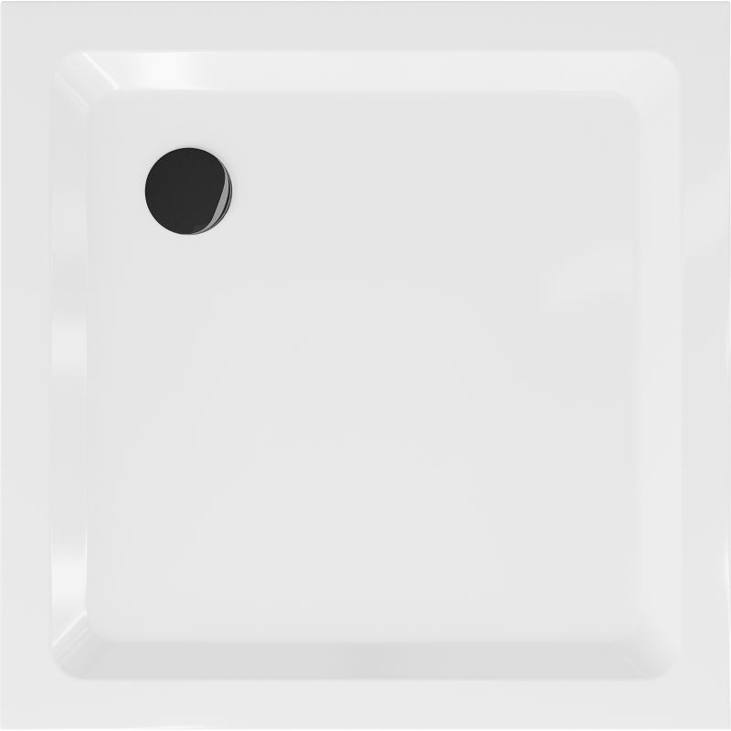 Mexen Flat Quadratische Duschwanne Slim 70 x 70 cm, weiß, schwarzer Siphon - 40107070B