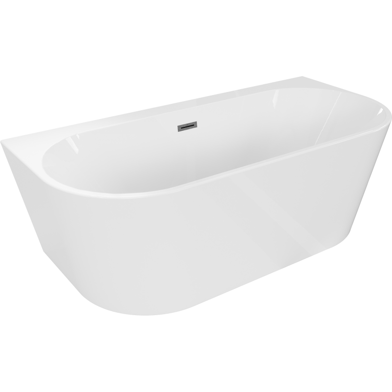 Mexen Oval+ freistehende Wannenwand 170 x 80 cm, weiß, Überlauf gun gray gebürstet - 52681708000-66