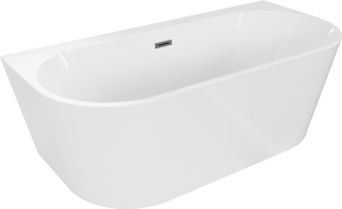 Mexen Oval+ freistehende Wannenwand 170 x 80 cm, weiß, Überlauf gun gray gebürstet - 52681708000-66