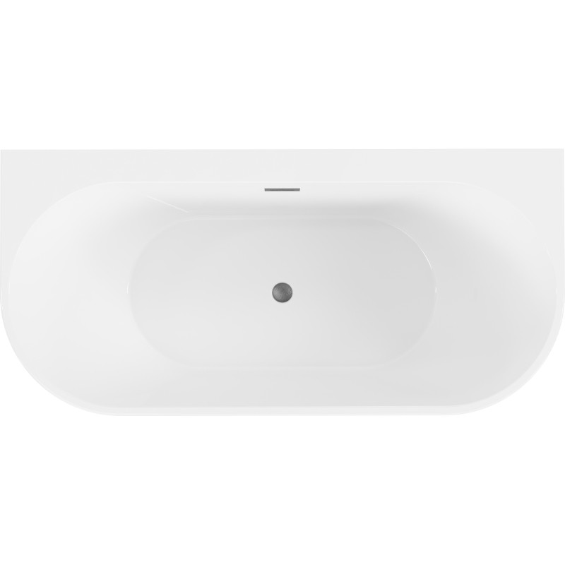 Mexen Oval+ freistehende Wandbadewanne 170 x 80 cm, weiß, Überlauf gun gray gebürstet - 52681708000-66