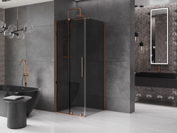 Mexen Velar Duschkabine schiebbar 110 x 110 cm, Graphit, Roségold - 871-110-110-41-60