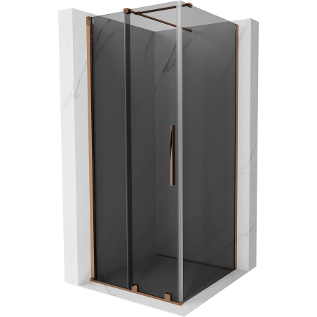Mexen Velar Duschkabine schiebbar 110 x 110 cm, Graphit, Roségold - 871-110-110-41-60