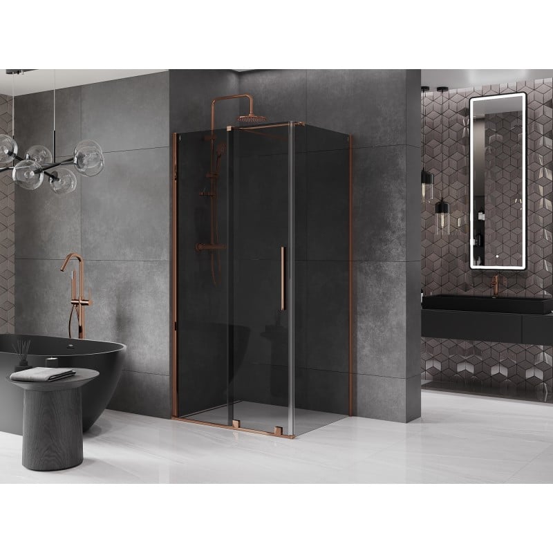 Mexen Velar Duschkabine Schiebetür 120 x 90 cm, graphit, Roségold - 871-120-090-41-60