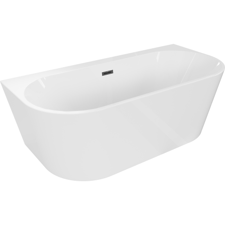 Mexen Oval+ freistehende an der Wand stehende Badewanne 170 x 80 cm, weiß, schwarzer Überlauf - 52681708000-70