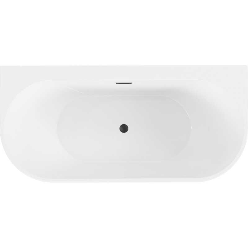 Mexen Oval+ freistehende an der Wand stehende Badewanne 170 x 80 cm, weiß, schwarzer Überlauf - 52681708000-70