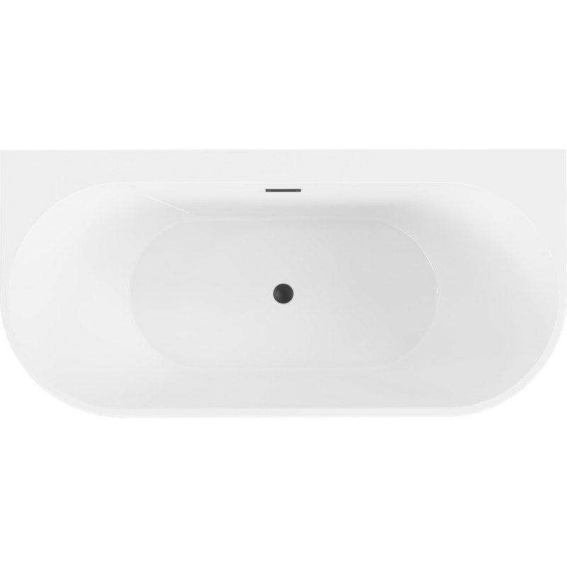 Mexen Oval+ freistehende Wandbadewanne 170 x 80 cm, weiß, schwarzer Überlauf - 52681708000-70