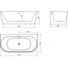 Mexen Oval+ freistehende an der Wand stehende Badewanne 170 x 80 cm, weiß, schwarzer Überlauf - 52681708000-70