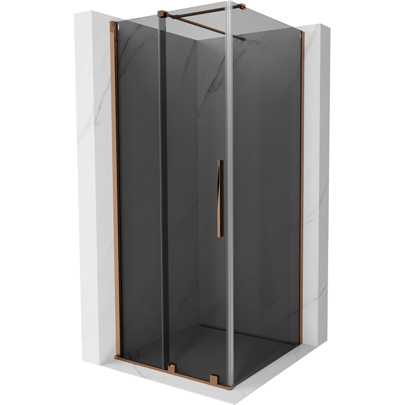 Mexen Velar Duschkabine Schiebetür 120 x 120 cm, Grafit, Roségold - 871-120-120-41-60