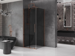 Mexen Velar Duschkabine Schiebetür 120 x 120 cm, Grafit, Roségold - 871-120-120-41-60