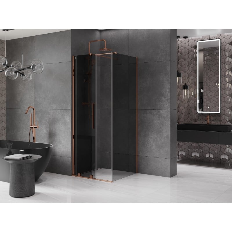 Mexen Velar Duschkabine Schiebetür 120 x 120 cm, Grafit, Roségold - 871-120-120-41-60