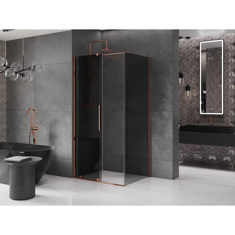 Mexen Velar Duschkabine Schiebetür 120 x 90 cm, graphit, Roségold - 871-120-090-41-60