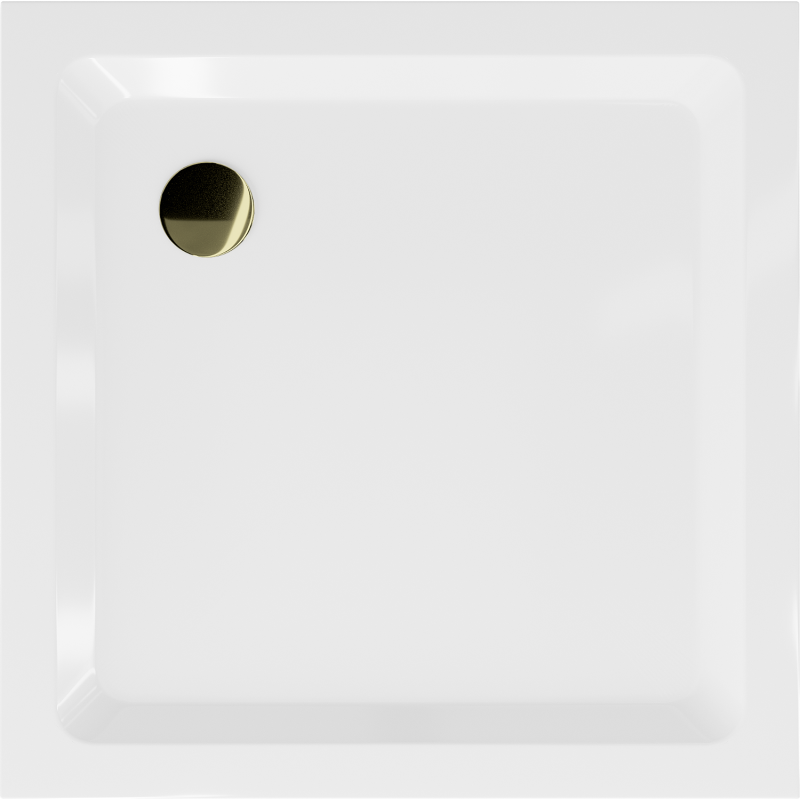 Mexen Flat quadratische Duschwanne Slim 70 x 70 cm, weiß, goldener Siphon - 40107070G