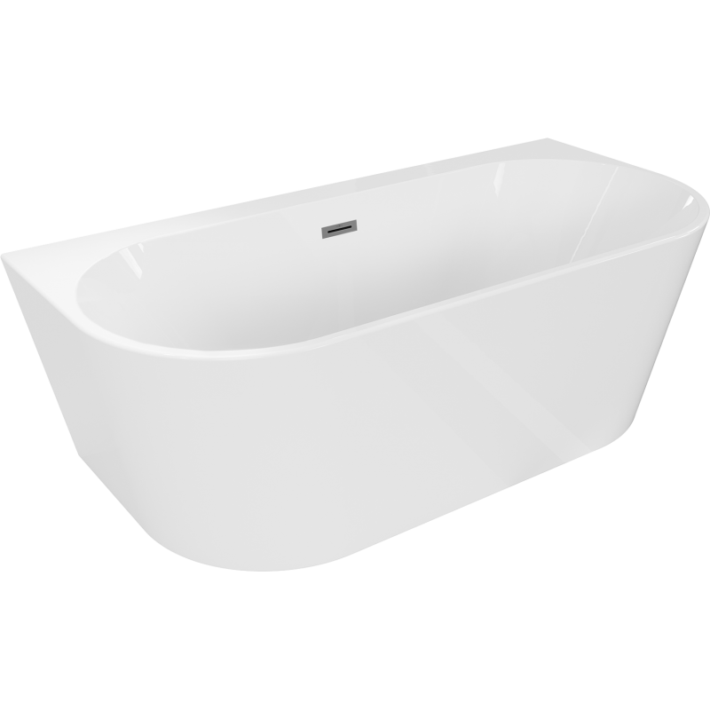 Mexen Oval+ freistehende an der Wand montierte Badewanne 170 x 80 cm, weiß, Überlauf Gunmetal - 52681708000-95