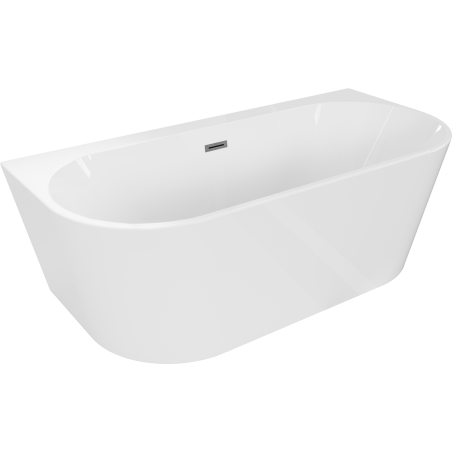 Mexen Oval+ freistehende an der Wand montierte Badewanne 170 x 80 cm, weiß, Überlauf Gunmetal - 52681708000-95