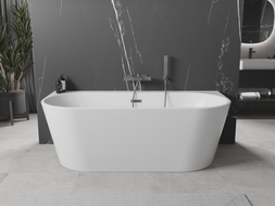 Mexen Oval+ freistehende an der Wand montierte Badewanne 170 x 80 cm, weiß, Überlauf Gunmetal - 52681708000-95