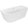 Mexen Oval+ freistehende Wandbadewanne 170 x 80 cm, weiß, Überlauf aus gebürstetem Nickel - 52681708000-97