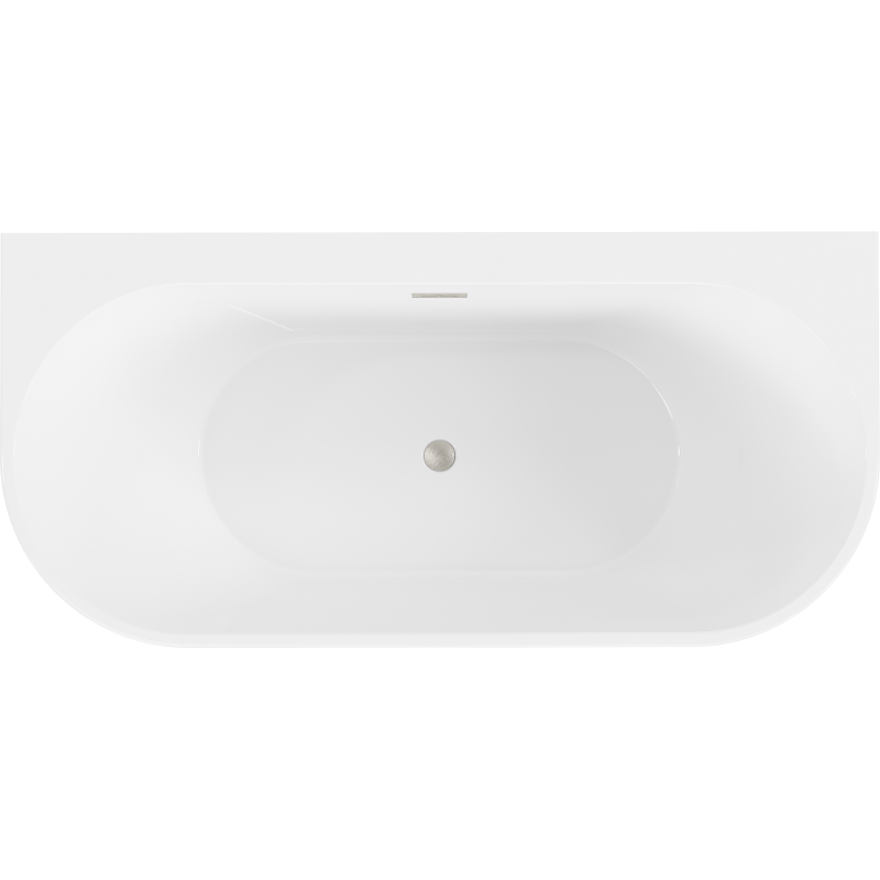 Mexen Oval+ freistehende Wandbadewanne 170 x 80 cm, weiß, Überlauf gebürstetes Nickel - 52681708000-97