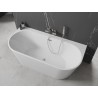 Mexen Oval+ freistehende Wandbadewanne 170 x 80 cm, weiß, Überlauf aus gebürstetem Nickel - 52681708000-97