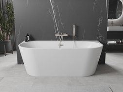 Mexen Oval+ freistehende Wandbadewanne 170 x 80 cm, weiß, Überlauf gebürstetes Nickel - 52681708000-97