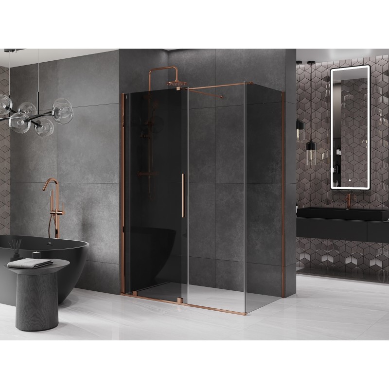 Mexen Velar Duschkabine verschiebbar 140 x 85 cm, Grafit, Roségold - 871-140-085-41-60