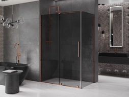 Mexen Velar Duschkabine schiebbar 160 x 80 cm, Graphit, Roségold - 871-160-080-41-60