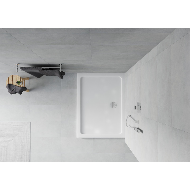 Mexen Flat rechteckige Duschwanne Slim 110 x 90 cm, weiß, Chrom-Siphon - 40109011
