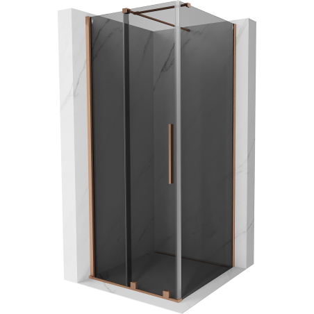 Mexen Velar Duschkabine Schiebetür 90 x 90 cm, Grafit, Gebürstetes Kupfer - 871-090-090-41-65